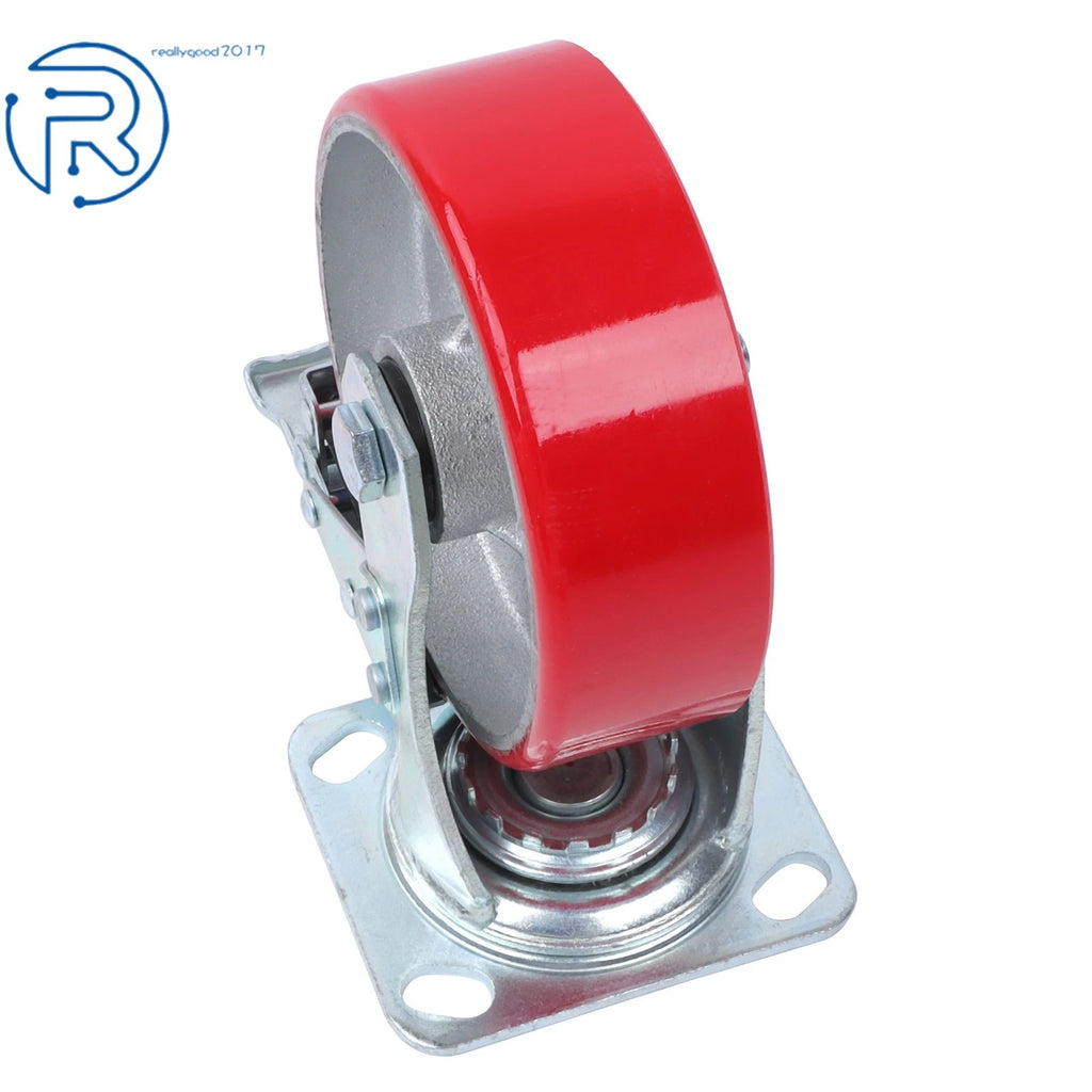 6-Inch Red Casters for Industrial Use (360-Degree, 1200 lb Capacity)