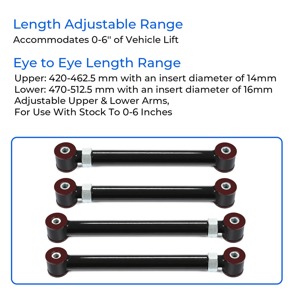 Set of 2 Adjustable Front Upper Lower Control Arms for Dodge Ram (1994–2009) 0-6"