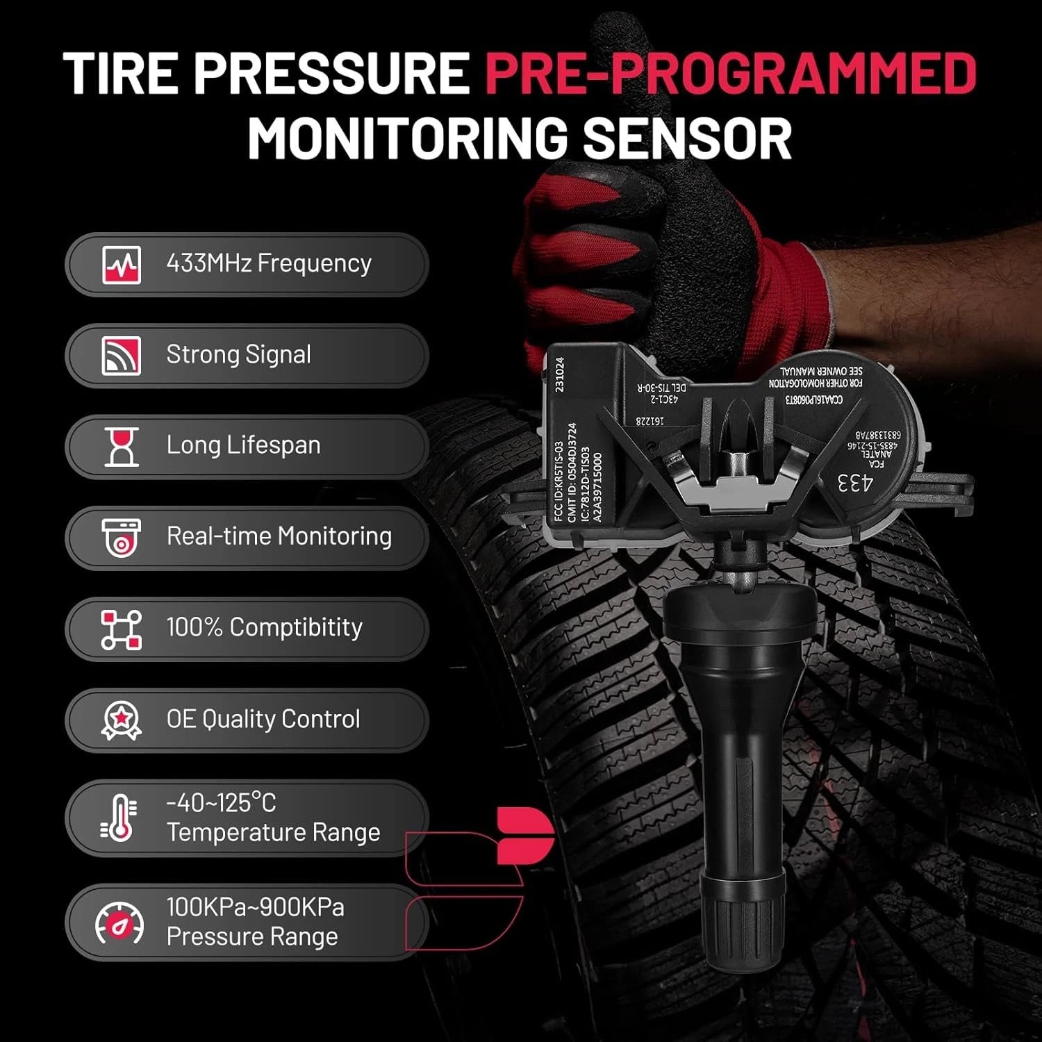 TPMS Sensor for Dodge Durango 2016-2021 (4-Pack) 433MHz