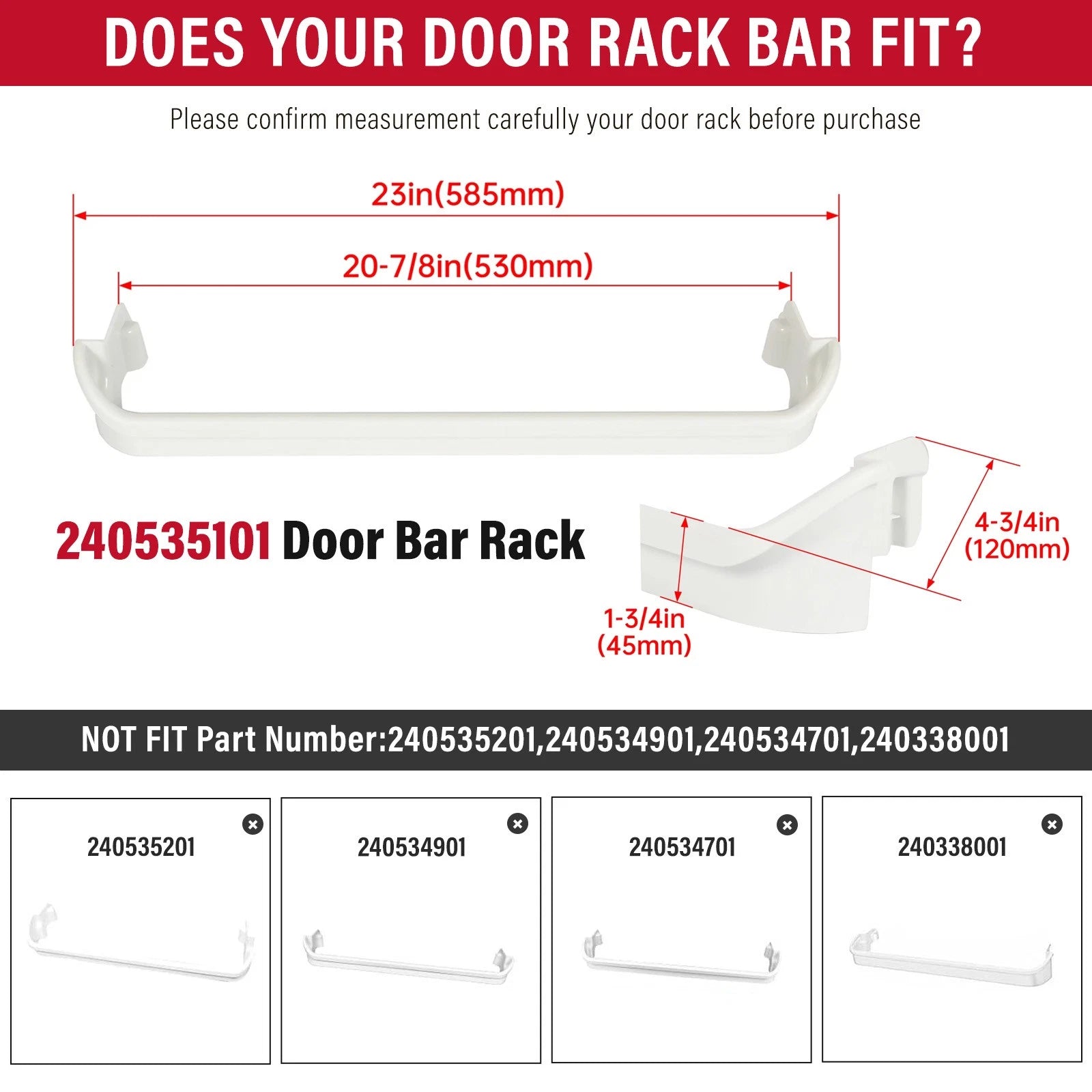 Bottom Door Rack Bin Shelf for Frigidaire Refrigerator (240535101)