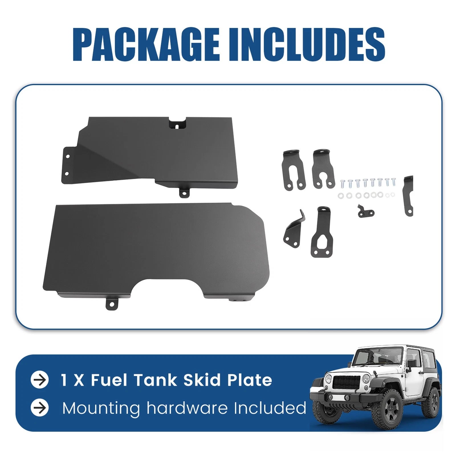 Gas Tank Skid Plate for Jeep Wrangler JK 4WD 4-Door (2007–2018)