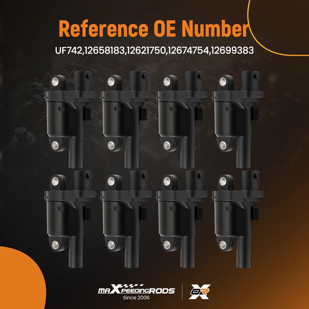 8x Ignition Coils Pack for Chevy Silverado Tahoe GMC Sierra 5.3L 6.2L (2007–2014) 12699383