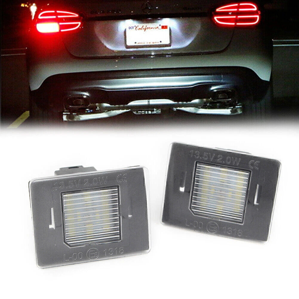 2X CAN-bus LED License Plate Lights for Mercedes GL GLK GLA GLC GLE Class (2010–2023)