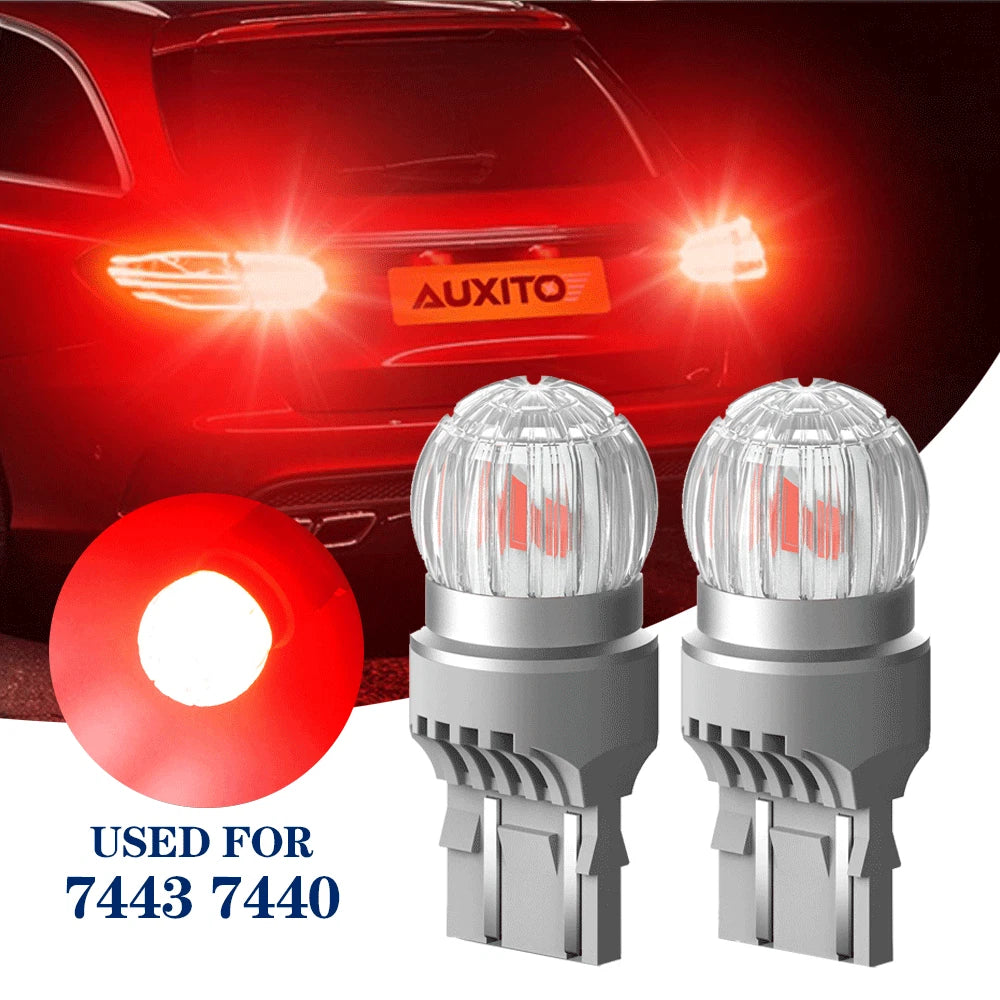 Set of 2 Pure Red LED Rear Brake Stop Parking Tail Light Bulbs for