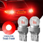 Set of 2 Pure Red LED Rear Brake Stop Parking Tail Light Bulbs for