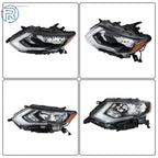 Headlight Left Driver Side for Nissan Rogue (2017–2019) Halogen W/O Bulbs