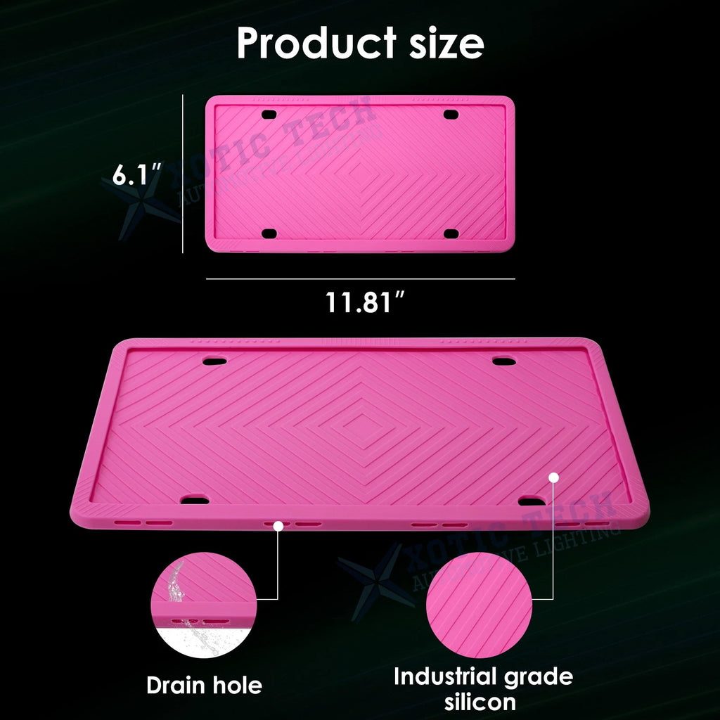 2-Pack Silicone License Plate Frame for Pink Holder (2024-2025)