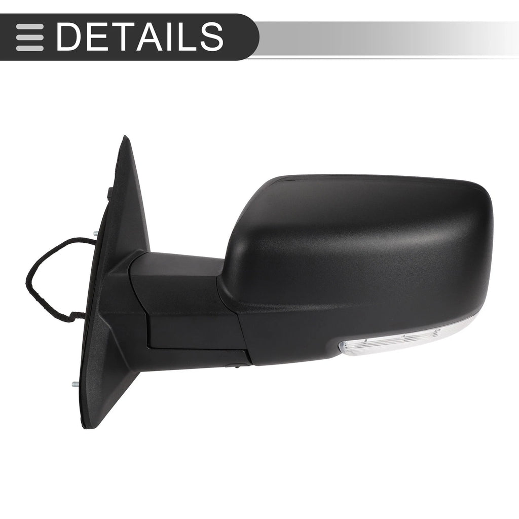 Tow Mirrors for Dodge Ram 1500 (2009–2018) with Turn Signal Lights, Black