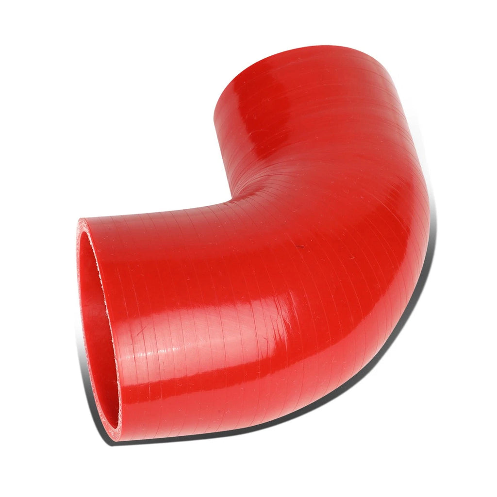 2.5"-2.75" 90-Degree Elbow Turbo Intake Piping Silicone Coupler Hose Red
