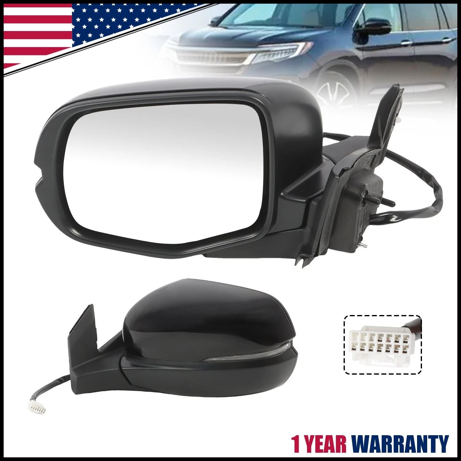 Left Driver Side Power Heated Mirror for Honda Pilot (2016–2017, 2022)