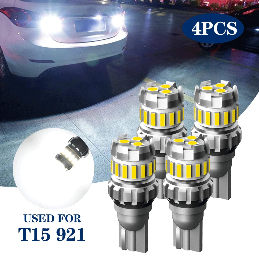 4Pcs T15 921 912 LED Reverse Backup Light Bulb 6500K 2400LM CANBUS