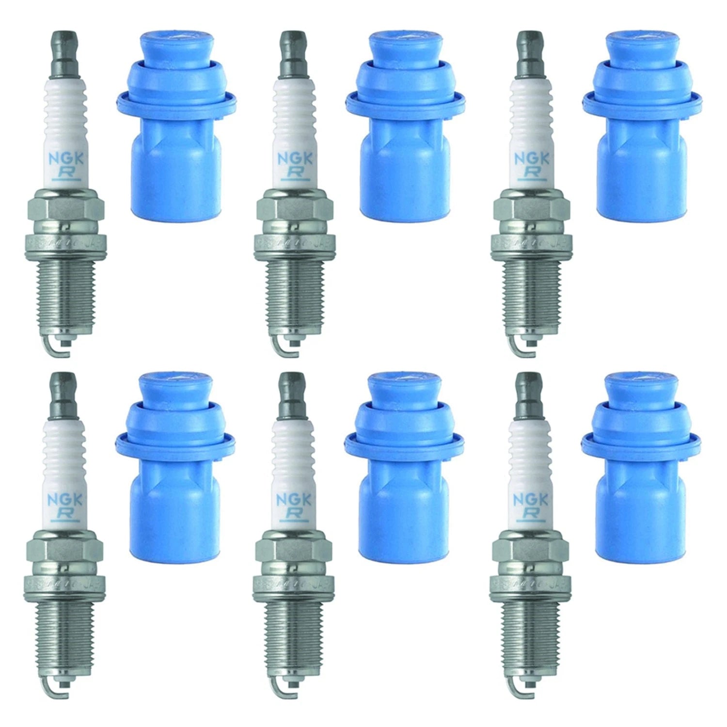 NGK 6 V-Power Spark Plugs & Denso Coil Boots Kit for Lexus GS300 SC300 (1998–2005)