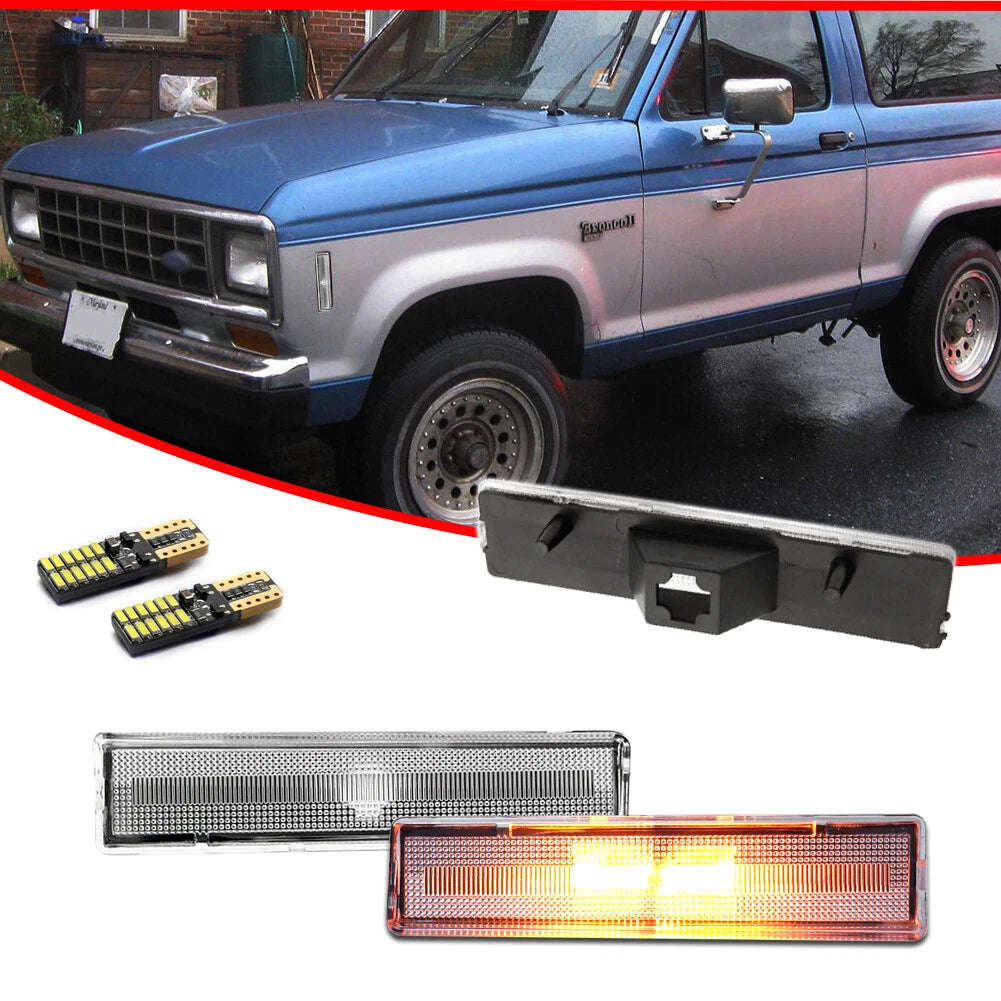Clear Amber LED Marker Lights for Ford Bronco F150 F250 F350 (1980–1986)