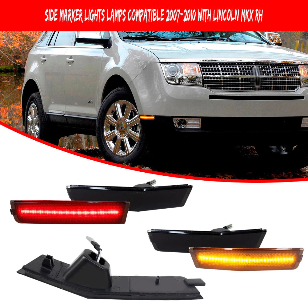 Set of 4 Smoked LED Side Marker Lights for Lincoln MKX (2007–2010)