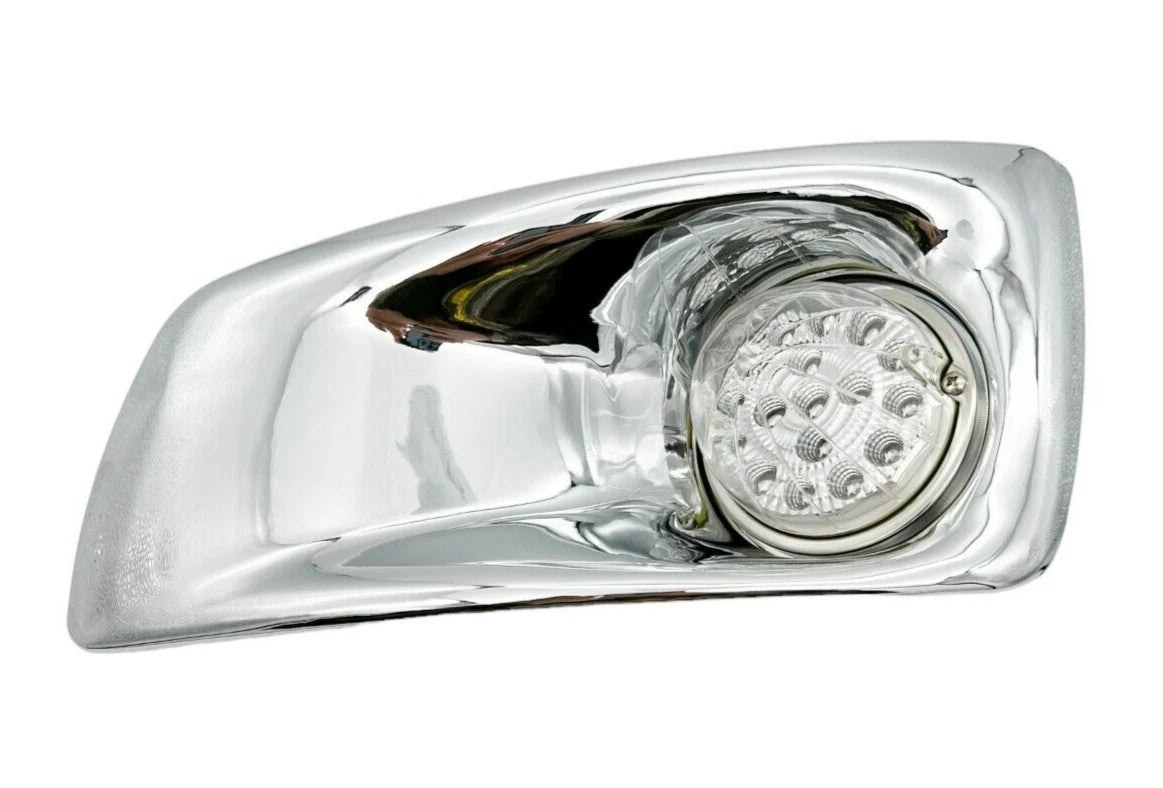Fog Light Lamp Bezel Kit with Amber LED Clear Lens for Kenworth T660 (2007–2017)