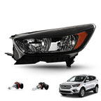 Black Halogen Headlight for Ford Escape (2018–2019) Left Driver Side