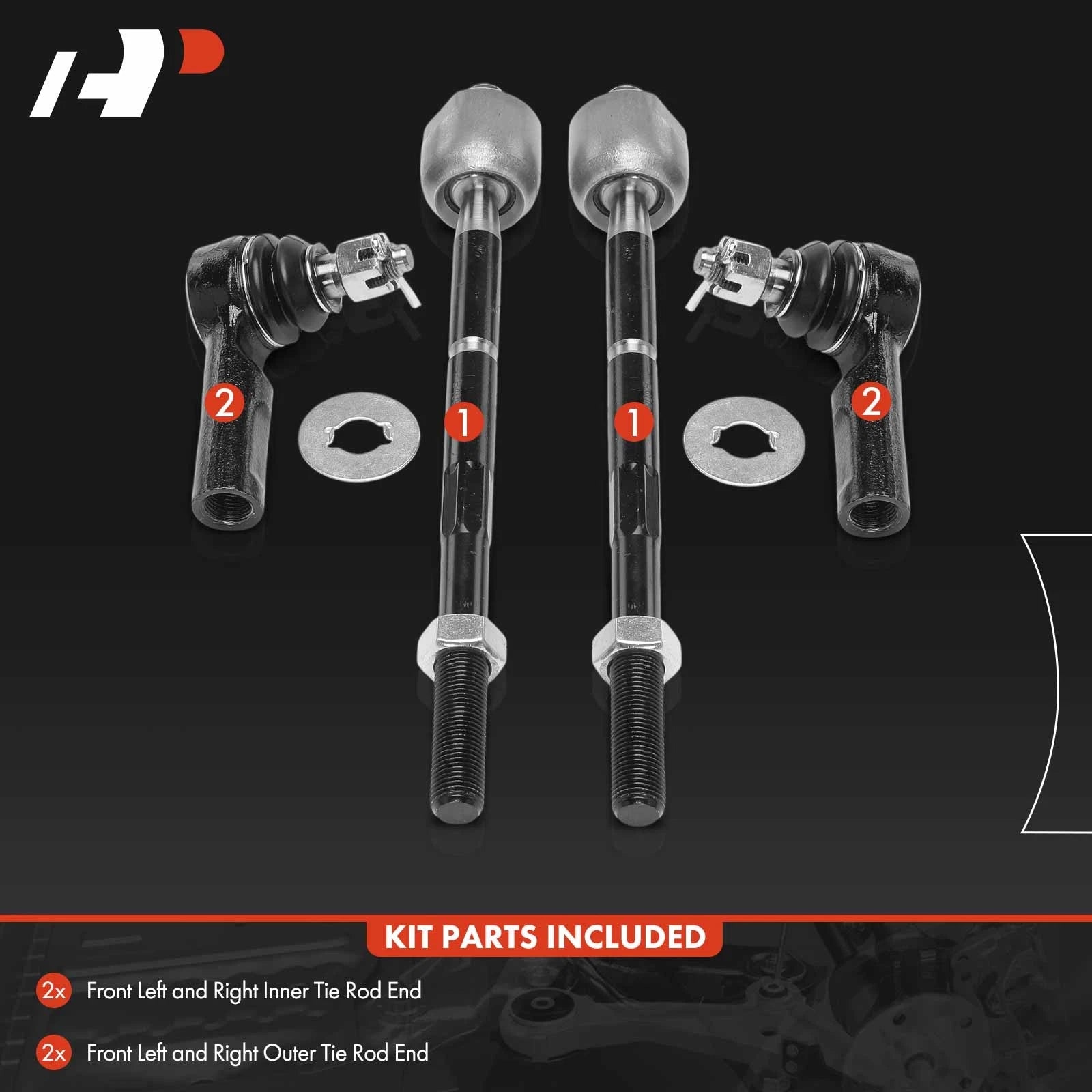 4x Inner & Outer Tie Rod End Kit for Toyota Tacoma (1995â2004 RWD)