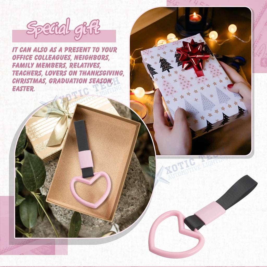 Pink Heart Hand Ring Straps Loop Circle Decoration for Car (2-Pack)