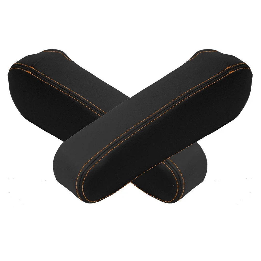 Leather Synthetic Armrest Cover for Honda Element (2005–2011) Black Orange Stitch