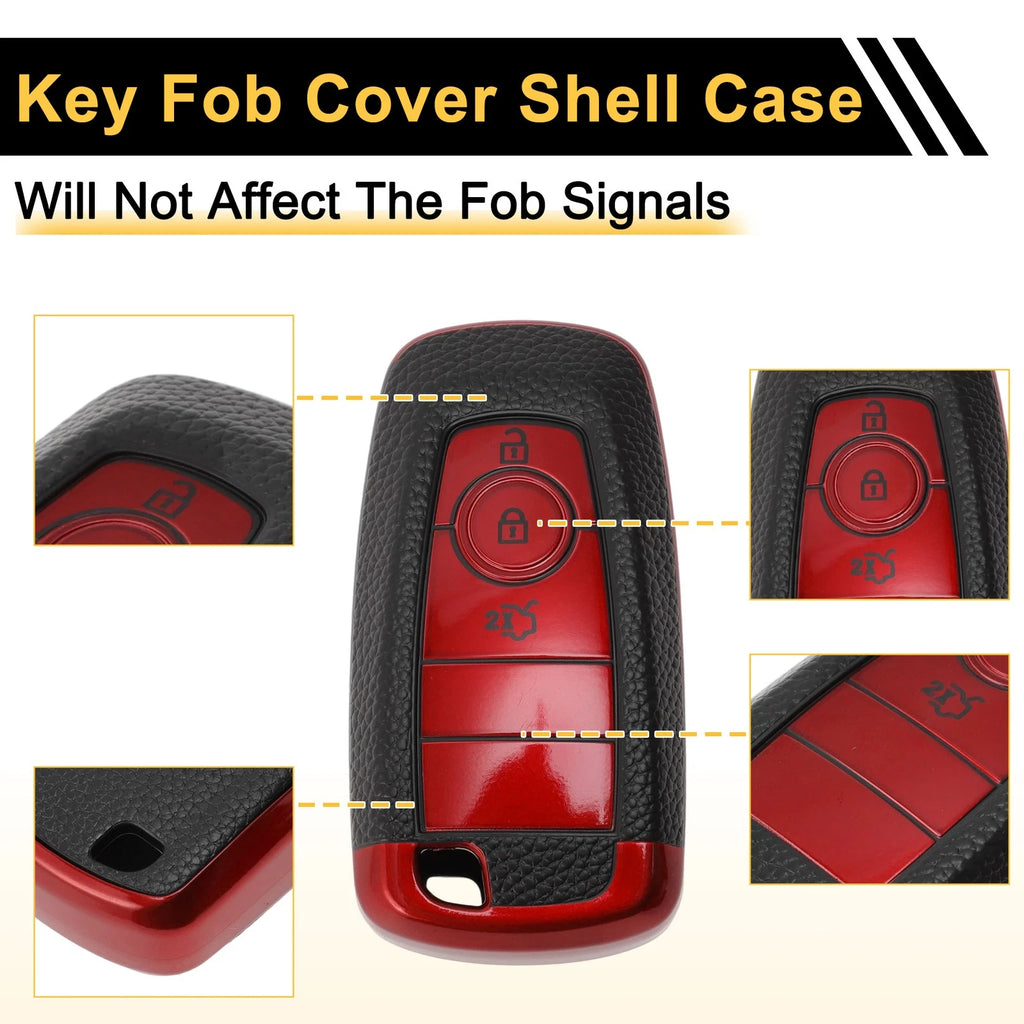 Red TPU Silicone Key Fob Shell Cover for Ford Mondeo (2015–2021)