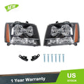 Set of 2 RH+LH Headlights for Avalanche/Suburban/Tahoe (2007–2014) Black Housing