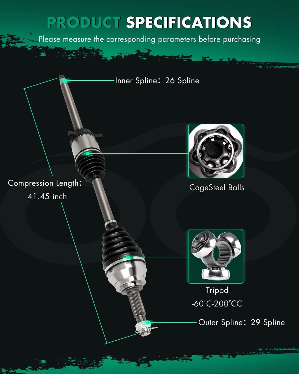 Front Right CV Axle Shaft Assembly for Nissan Quest (2004–2009)