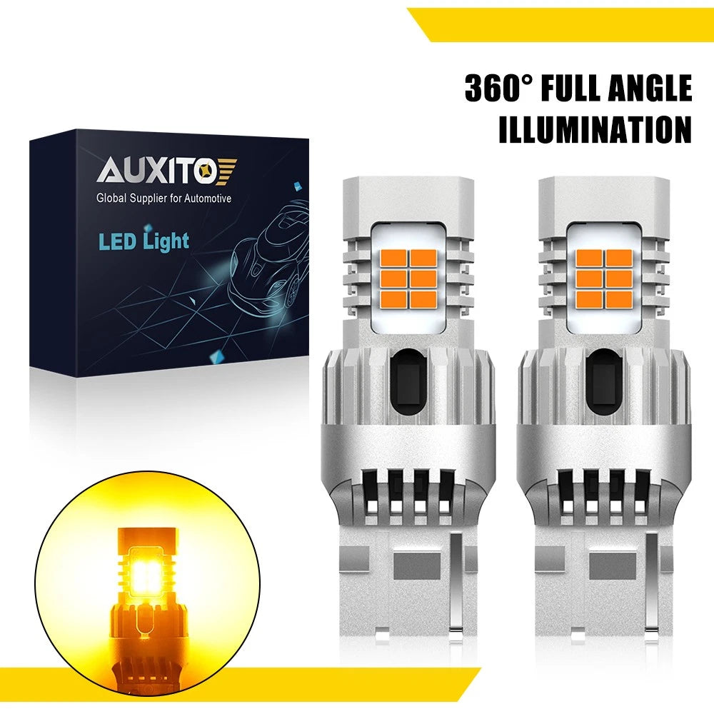 2X Amber LED Turn Signal Bulbs for AUXITO 7440 (Decoding)