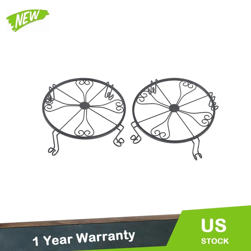 2X Round Wrought Iron Plant Stand for Flower Pots