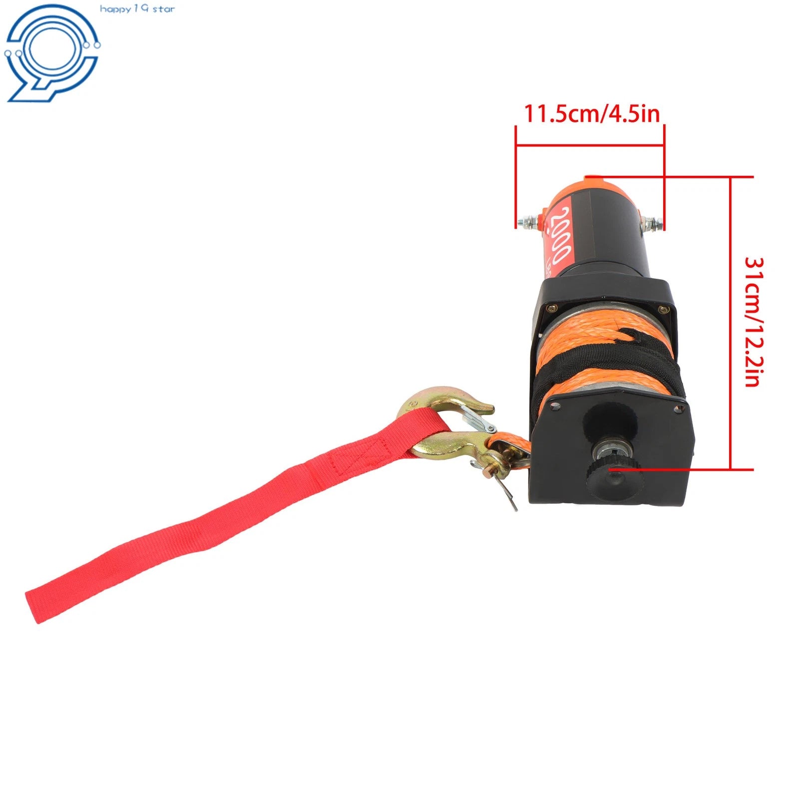 Electric Winch Motor with Synthetic Rope for Trailer Boat (12VDC, 2000lbs)