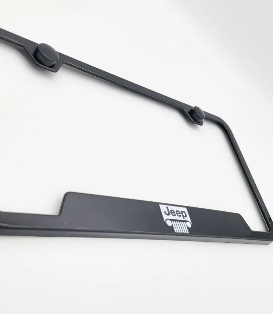 License Plate Frame Black Plastic Notched for Jeep Grille Script (2007–2024)