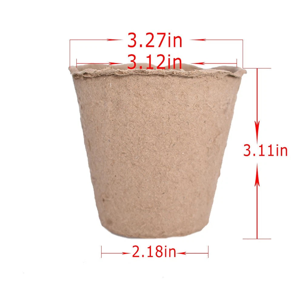 Set of 100 Biodegradable Nursery Pots for Garden Flower Plants