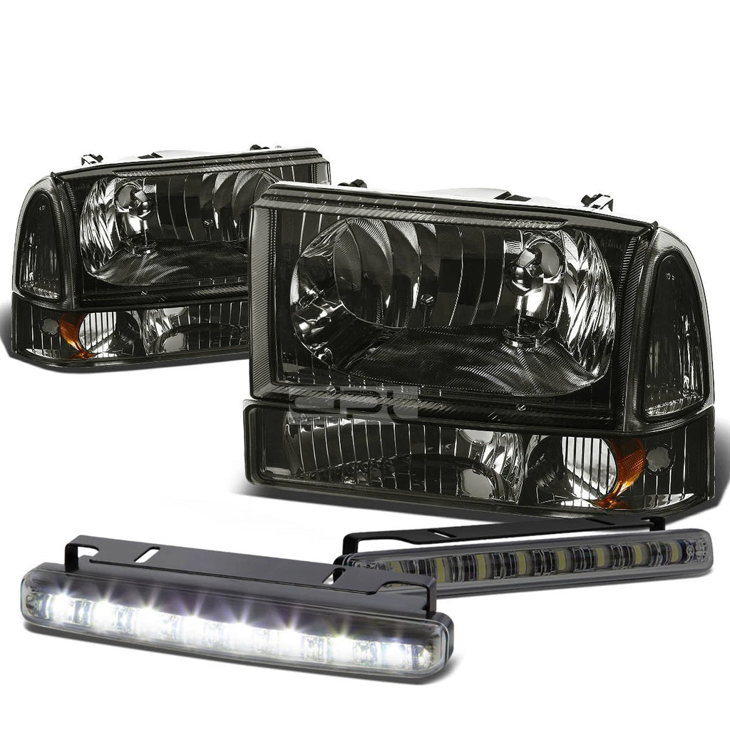Smoked Housing Headlight, Bumper, Corner & LED Fog Light Kit for Ford SuperDuty (1999–2004)