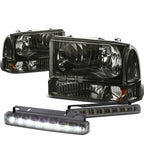 Smoked Housing Headlight, Bumper, Corner & LED Fog Light Kit for Ford SuperDuty (1999–2004)