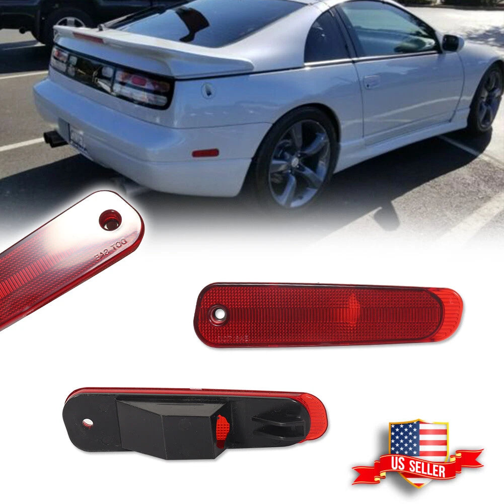 2X Red Lens Rear Bumper Side Marker Lights for Nissan 300ZX Z32 (1990–1996)