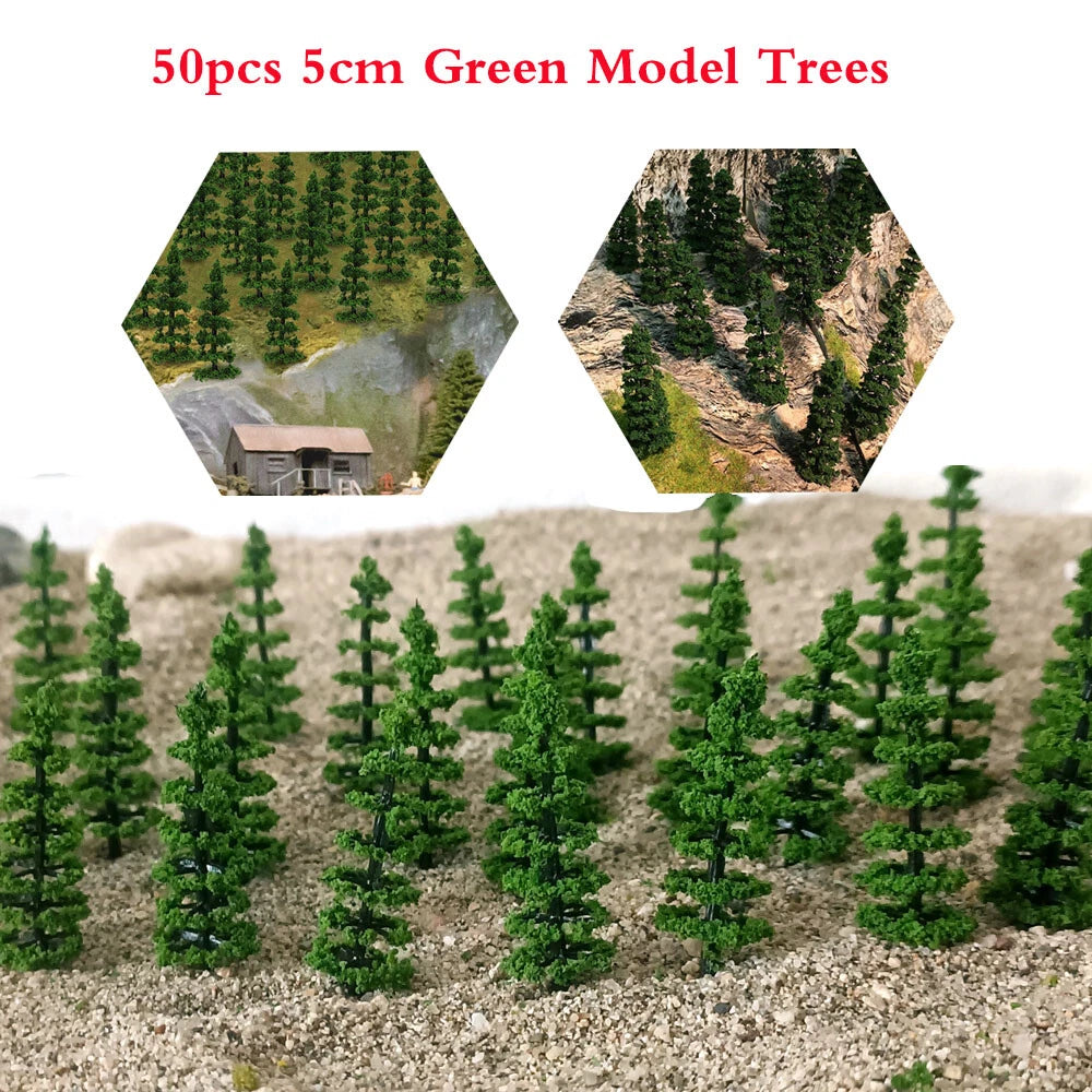50pcs 1.96" Model Trees for Diorama Scenery (Wargame, Train, Park)