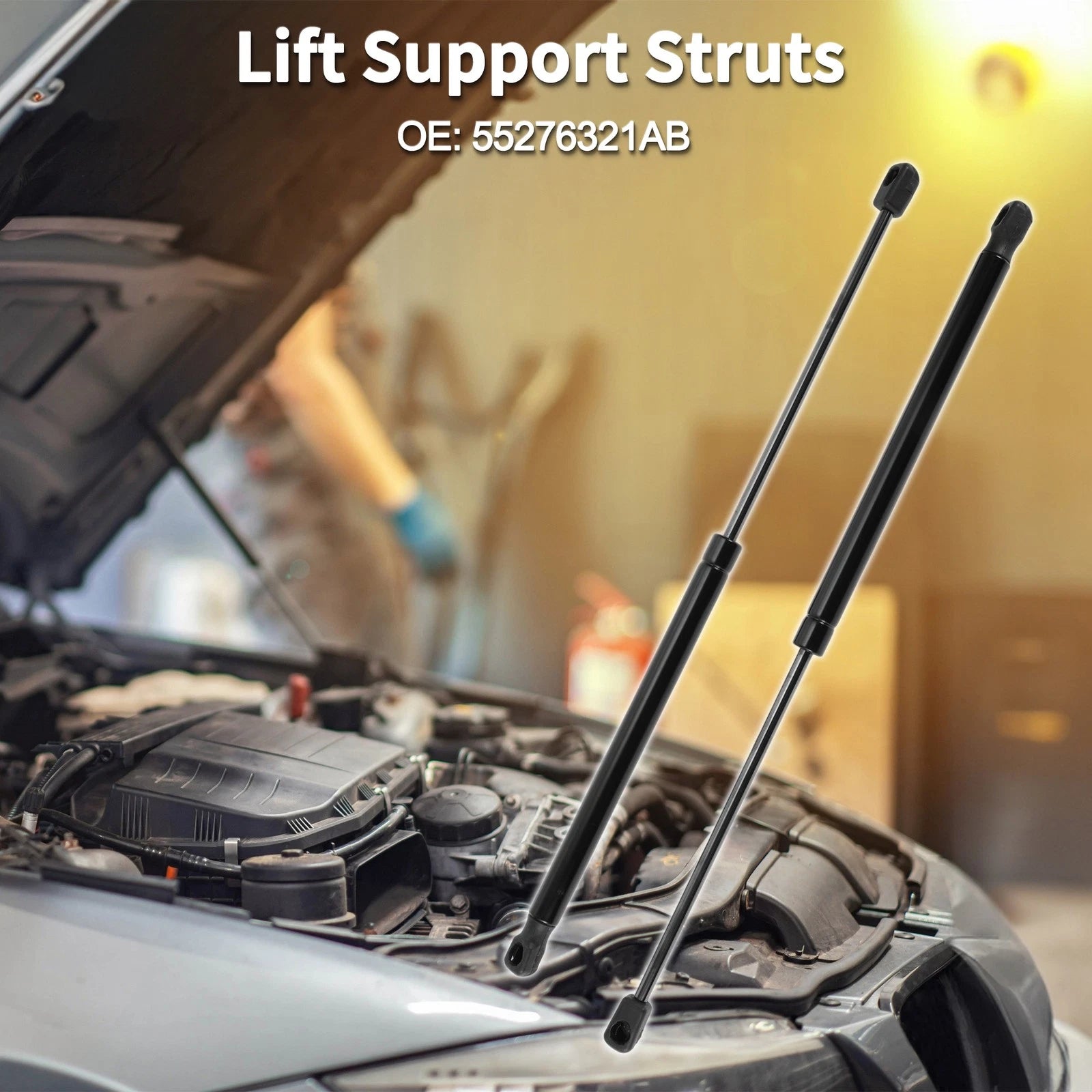 Set of 2 Front Hood Lift Supports Struts No. 55276321AB for Dodge Ram 1500/2500 (2002–2008)