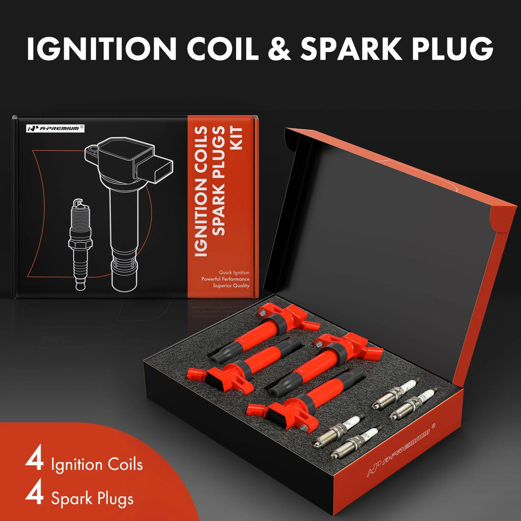 Set of 4 Ignition Coils and 4 Iridium Spark Plugs for Hyundai Sonata