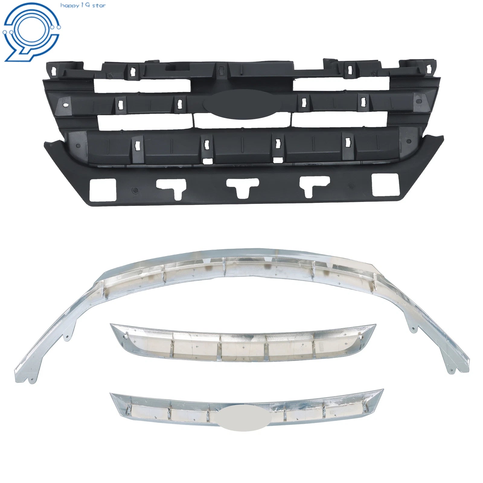 Set of 4 Front Upper Bumper Grilles with Chrome Trim for Ford Fusion (2010–2012)