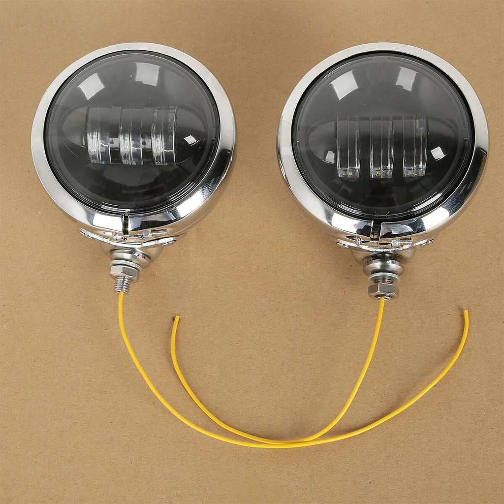 Set of 2 LED Auxiliary Spot Fog Lights + Housing Bucket for Harley Davidson