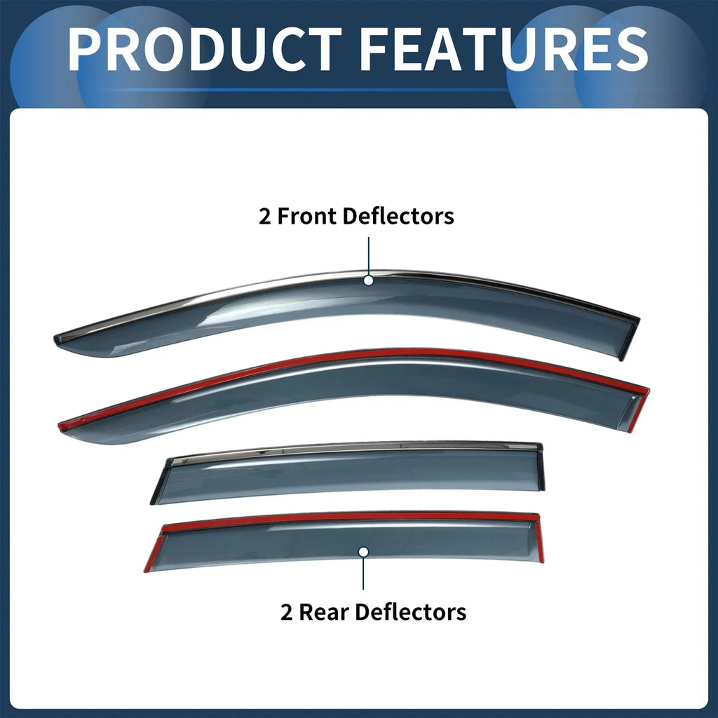 Window Deflectors for Honda CR-V Side Window Vent Visors Black (2007-2011)