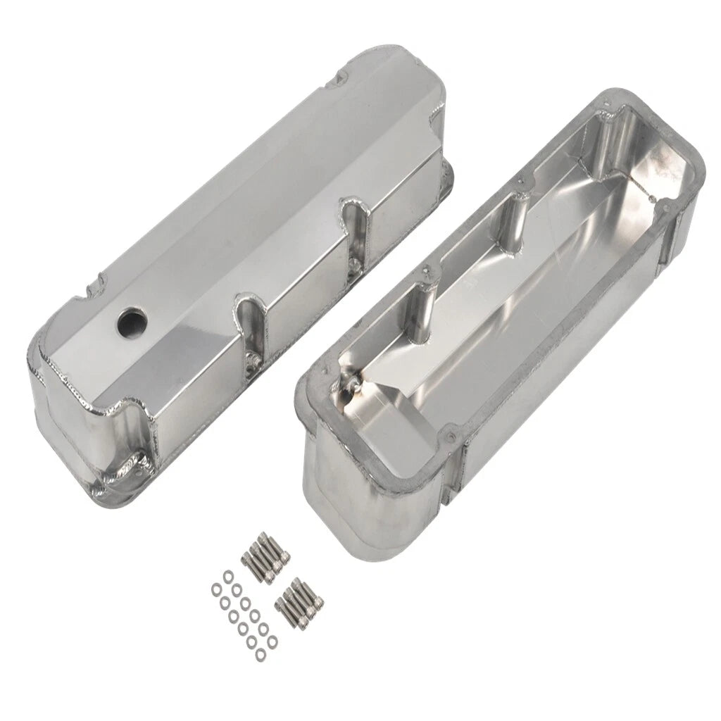 Fabricated Aluminum Valve Covers for Ford BBF 429-460 (W/ Hole, Polished)