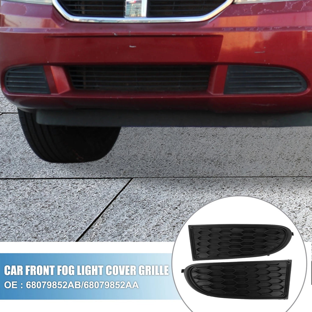 Set of 2 Front Fog Light Cover Grilles for Dodge Journey (2011–2020) Black
