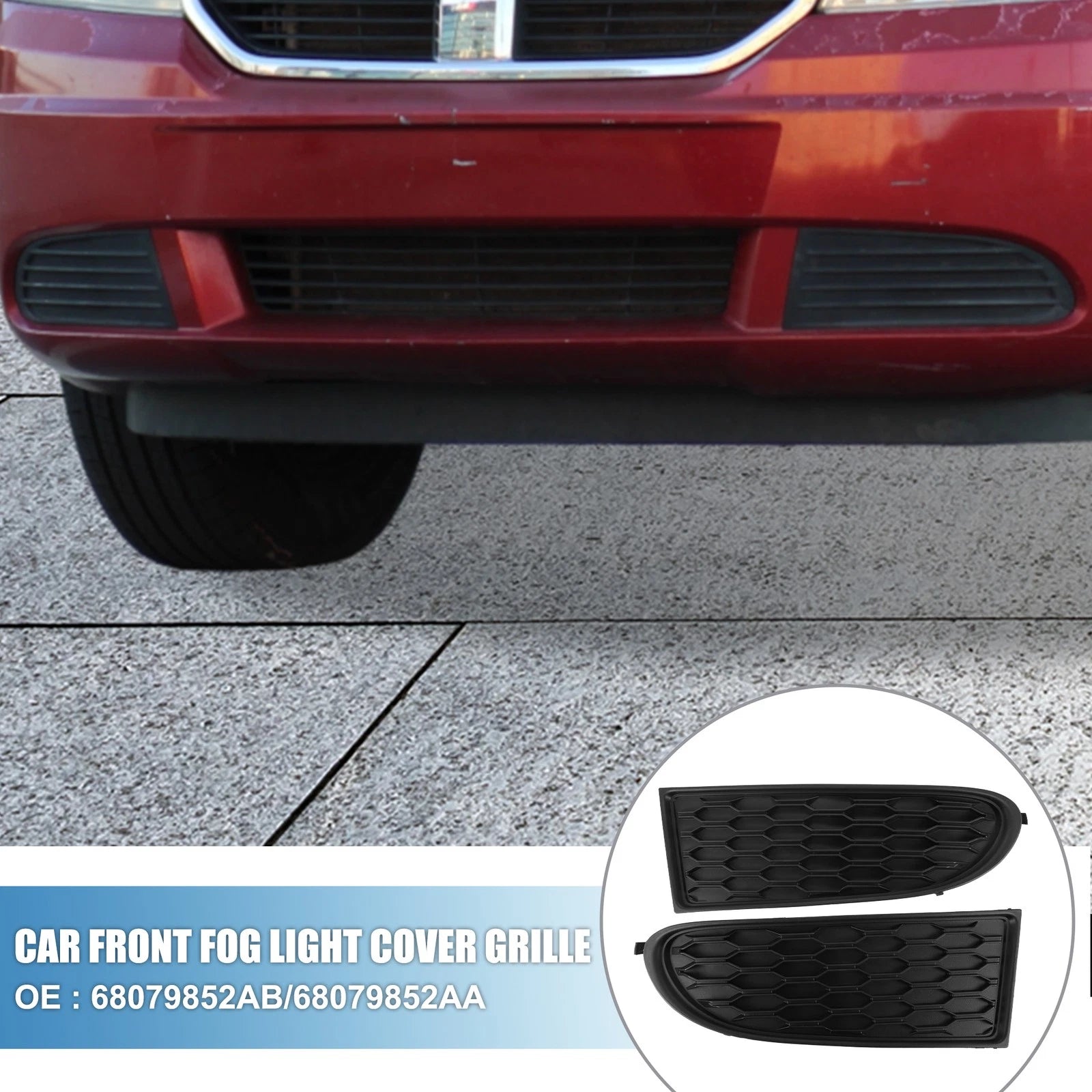 Set of 2 Front Fog Light Cover Grilles for Dodge Journey (2011–2020) Black