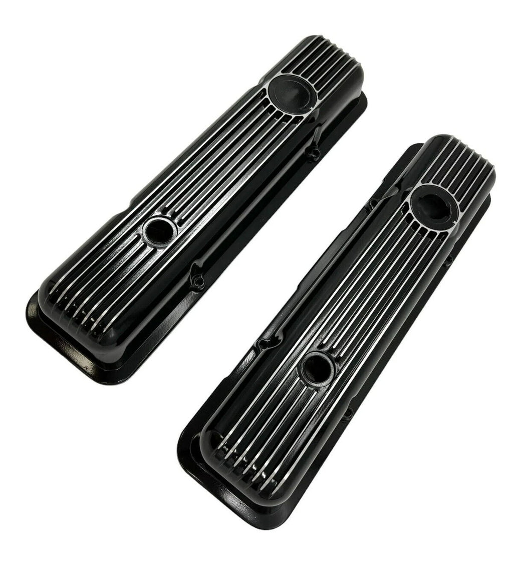 LT1 Style Black Aluminum Valve Covers Replacement w Gaskets for Chevy SBC (1997–2002)