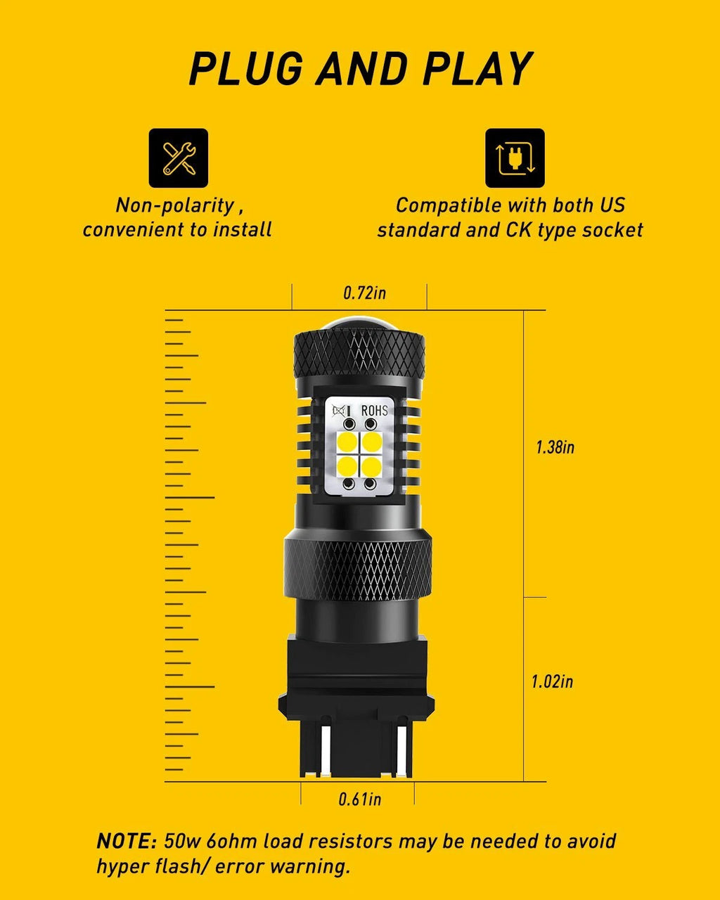 2X LED Reverse Backup Light Bulbs for AUXITO (3157, 3156)