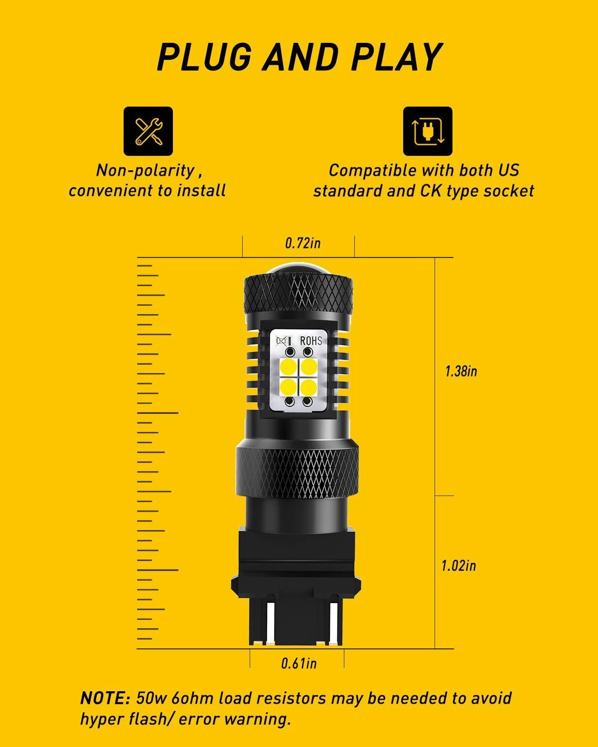2X LED Reverse Backup Light Bulbs for AUXITO (3157, 3156)