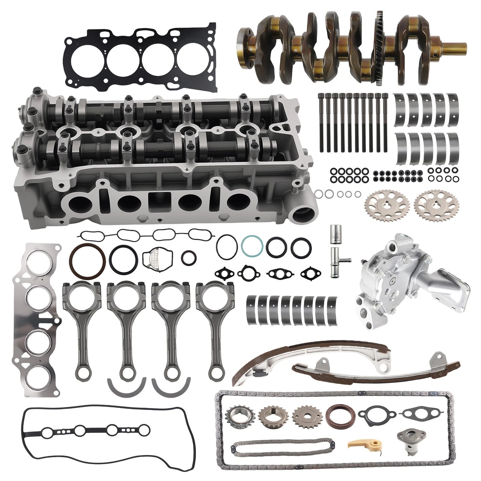 Cylinder Head Gasket Kit + Crankshaft Set + Timing Chain for 2AZFE 2.4L