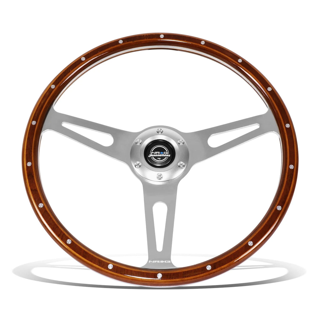 380mm 1" Deep Dish Steering Wheel for NRG Classic Mahogany Wood Grain