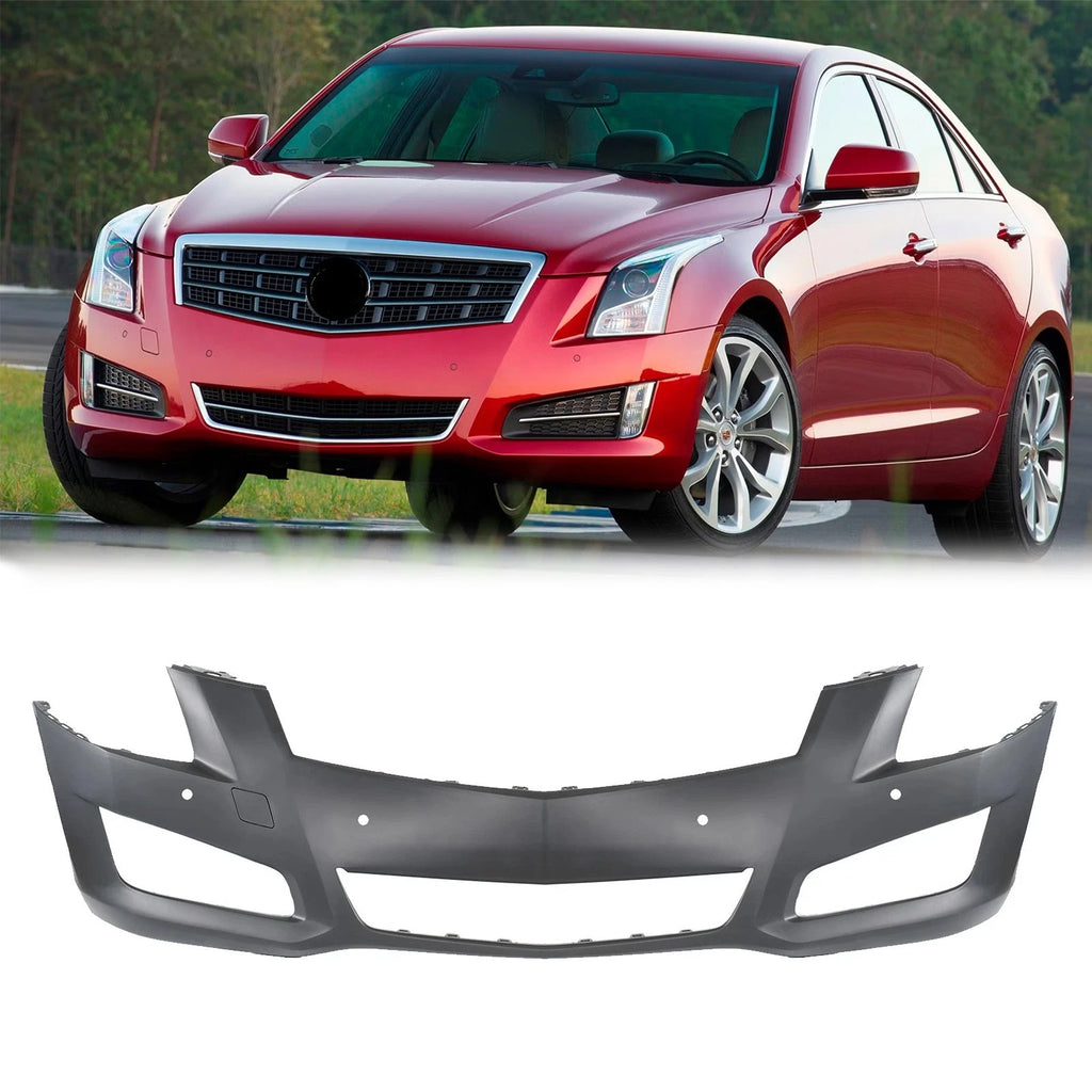 Primed Front Bumper Cover for Cadillac ATS (2013–2014) with Sensor Holes