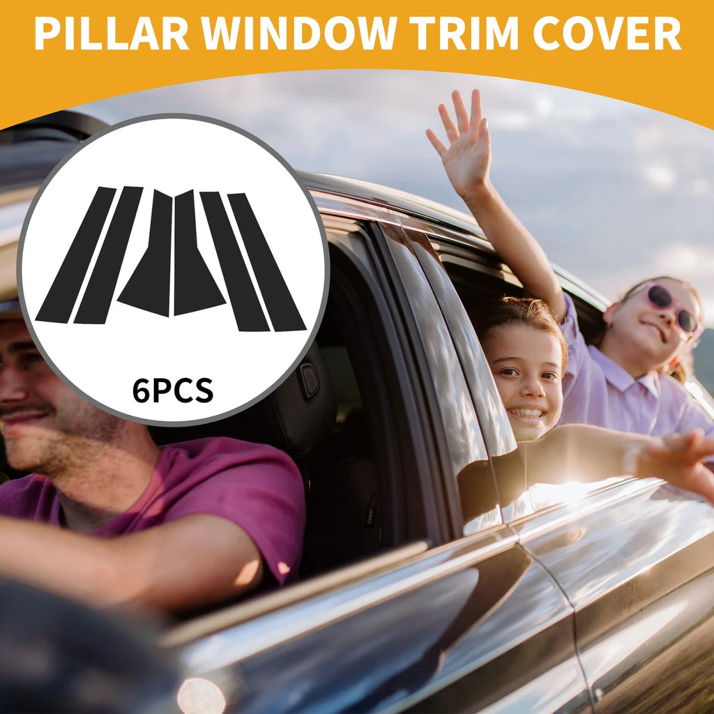Set of 6 Door Pillar Window Trim for Honda CR-V (2011–2016) Black